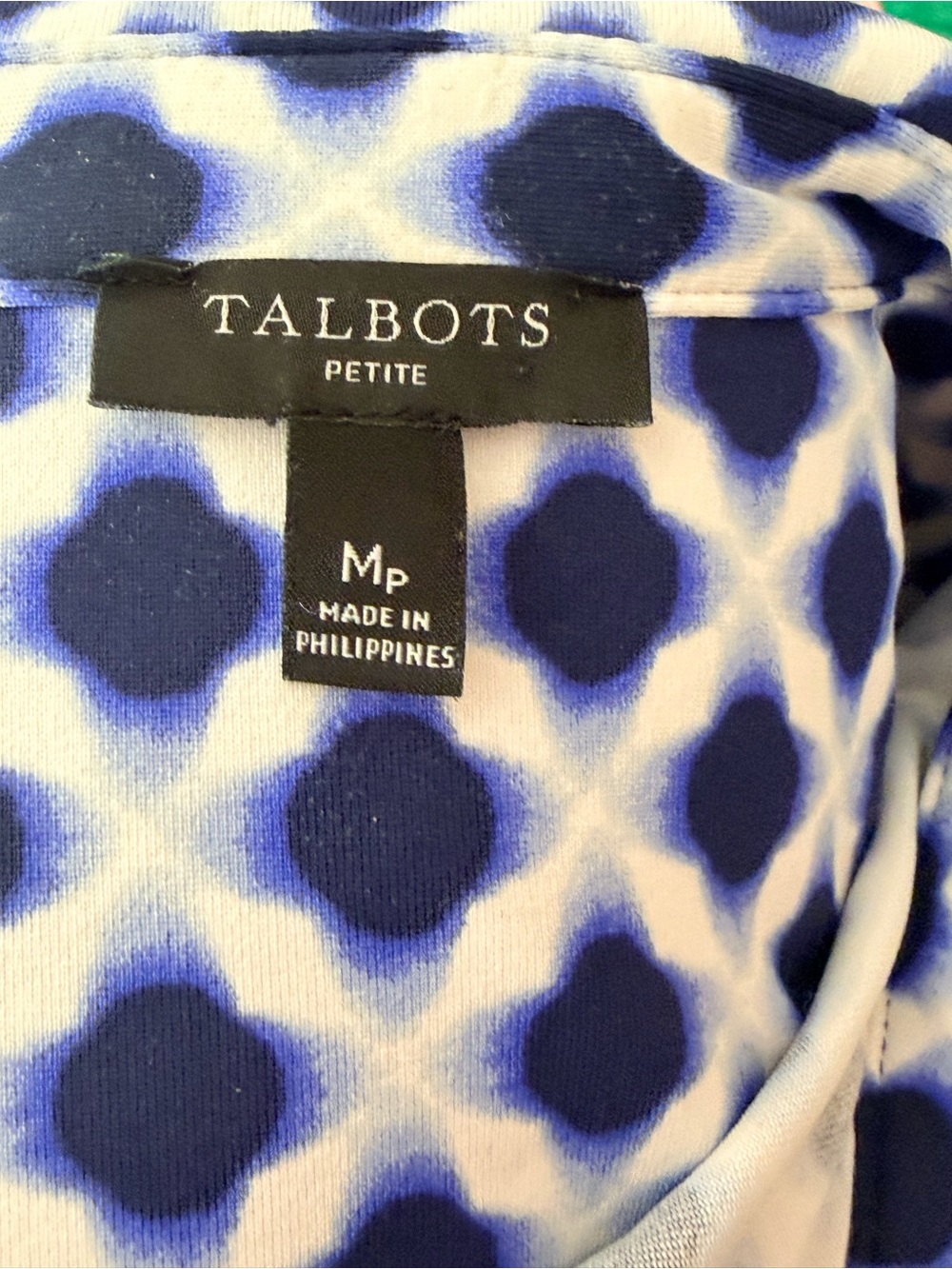 Talbots Navy and White Geometric Midi Shirt Dress medium Petite - Picture 4 of 5